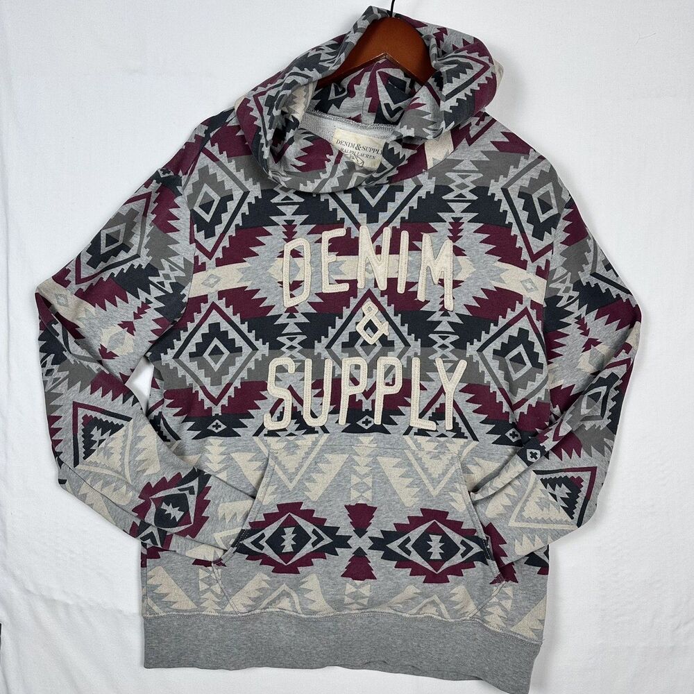 Ralph Lauren Polo DENIM & SUPPLY Hoodie Distressed Men’s Medium Aztec Navajo